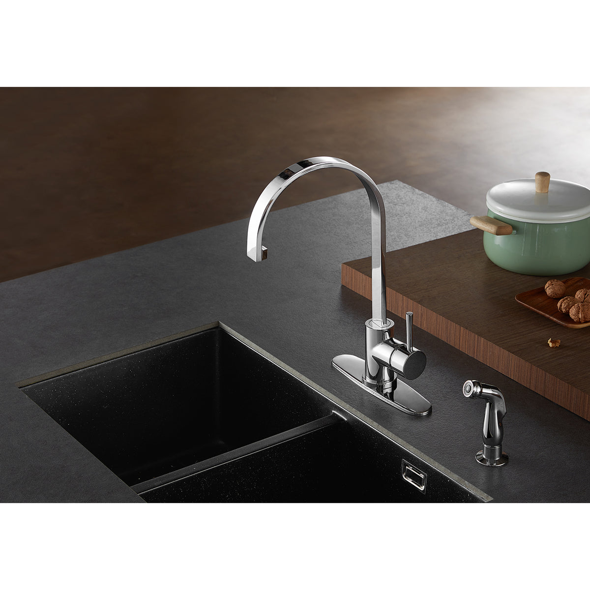 Gourmetier LS8713CTLSP Continental Single-Handle Kitchen Faucet with Side Sprayer