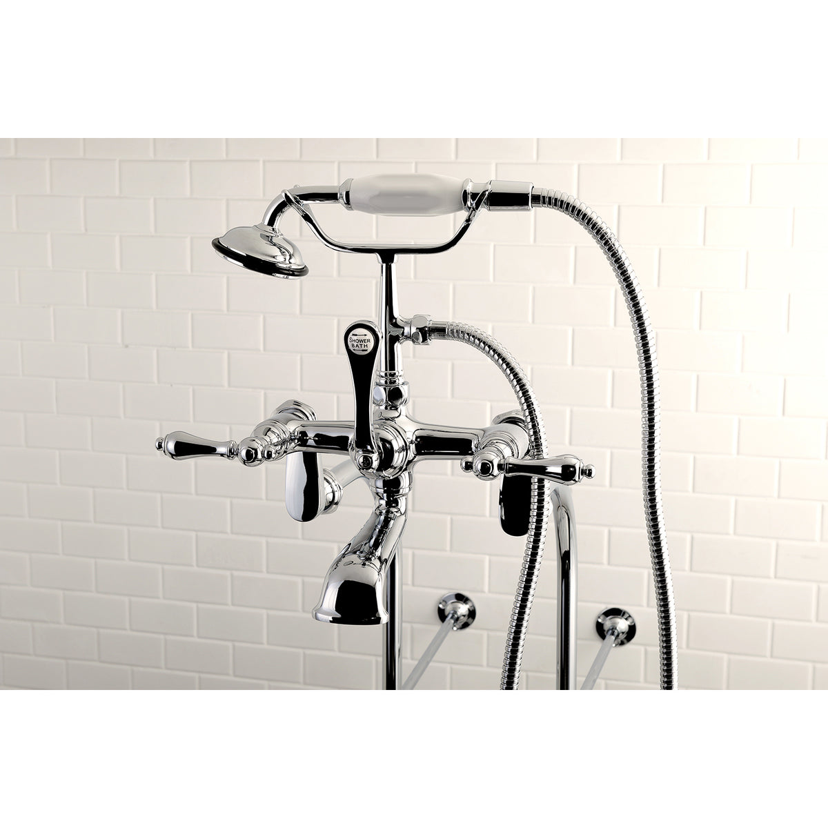Vintage Freestanding Clawfoot Tub Faucet Package with Supply Line