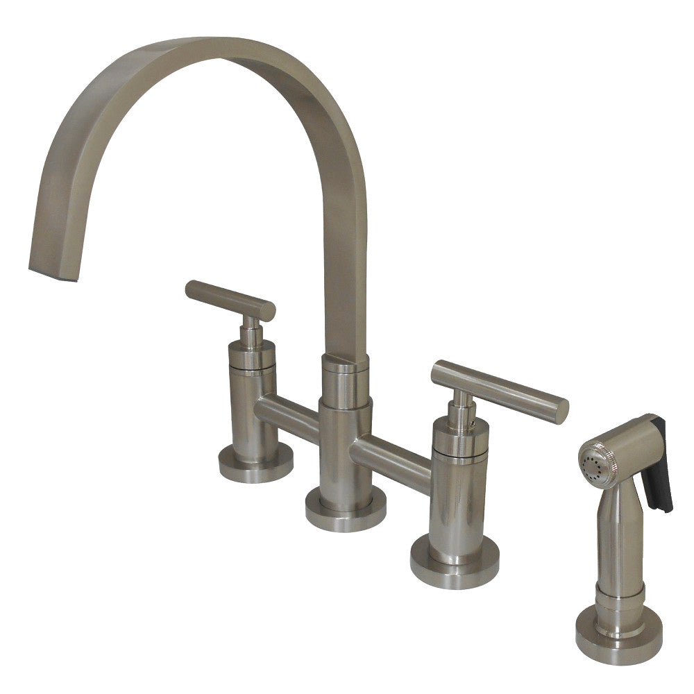 Kingston Brass KS8261CMLBS Manhattan Bridge Kitchen Faucet with Brass Spray