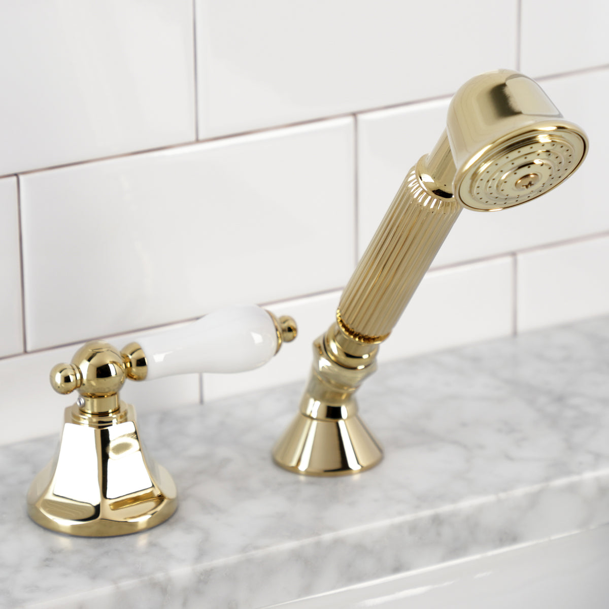 Kingston Brass Deck Mount Hand Shower with Diverter for Roman Tub Faucet