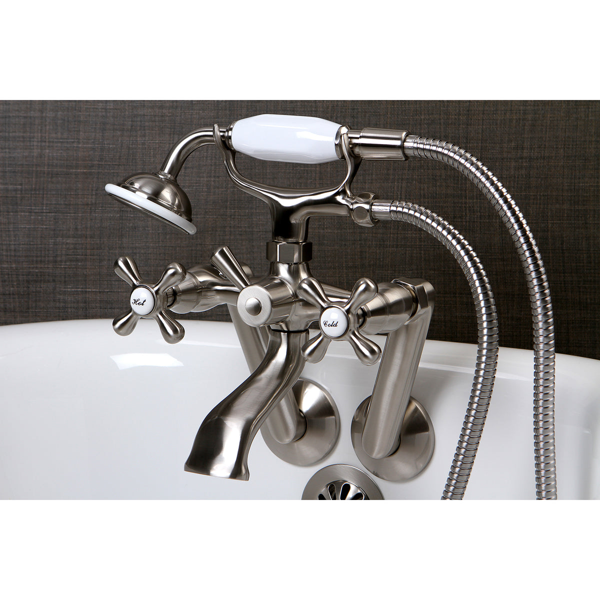 Kingston Tub Wall Mount Clawfoot Tub Faucet with Hand Shower