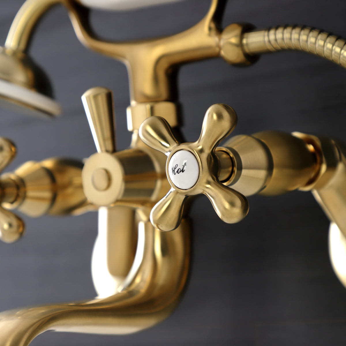 Kingston Wall Mount Tub Faucet with Hand Shower