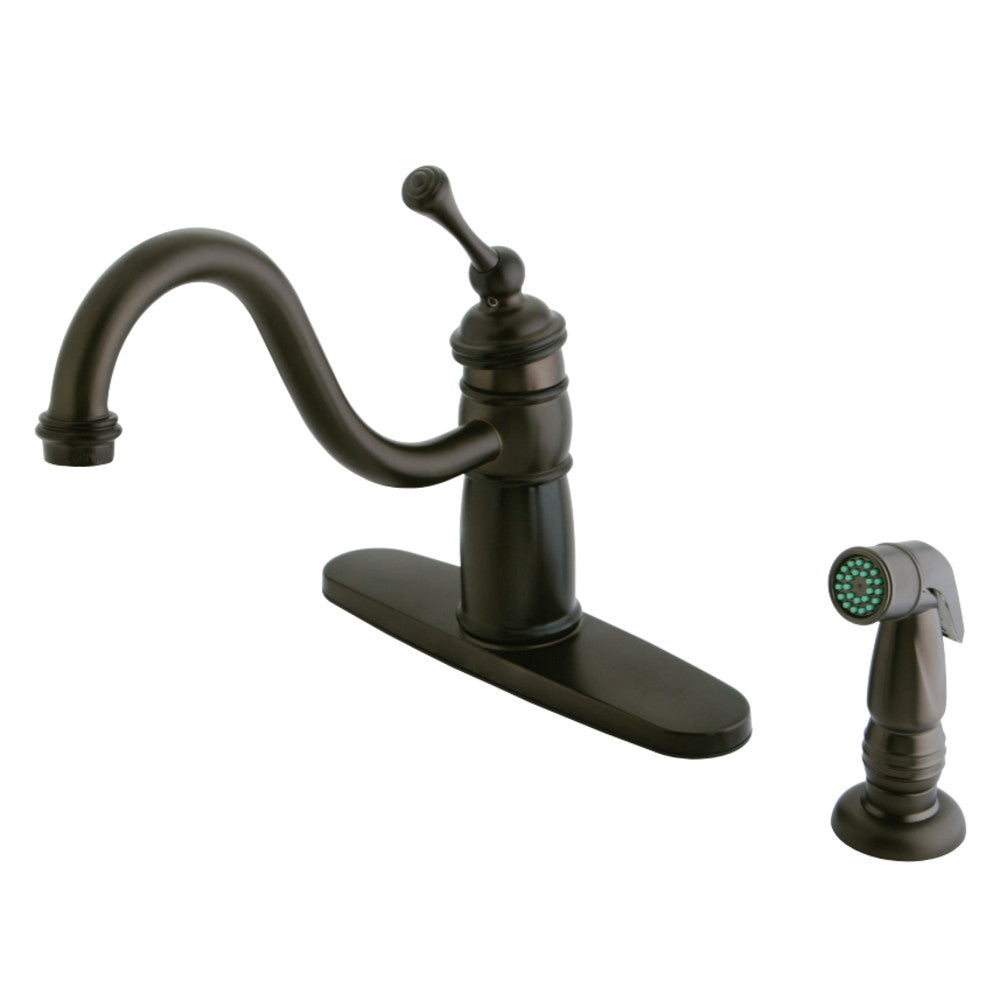 Kingston Brass KB1575BLSP Victoran Mono Deck Mount Kitchen Faucet