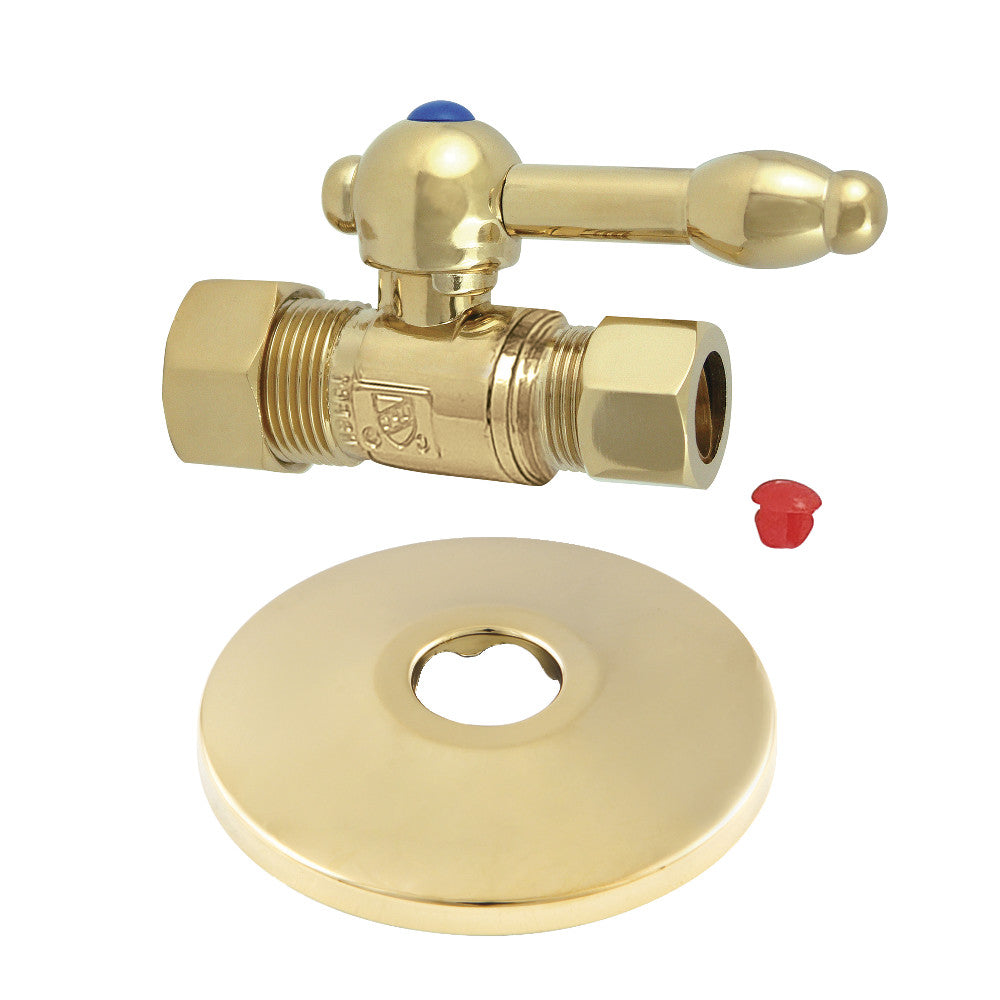 Kingston Brass 5/8-Inch OD X 1/2-Inch OD Comp Quarter-Turn Straight Stop Valve with Flange
