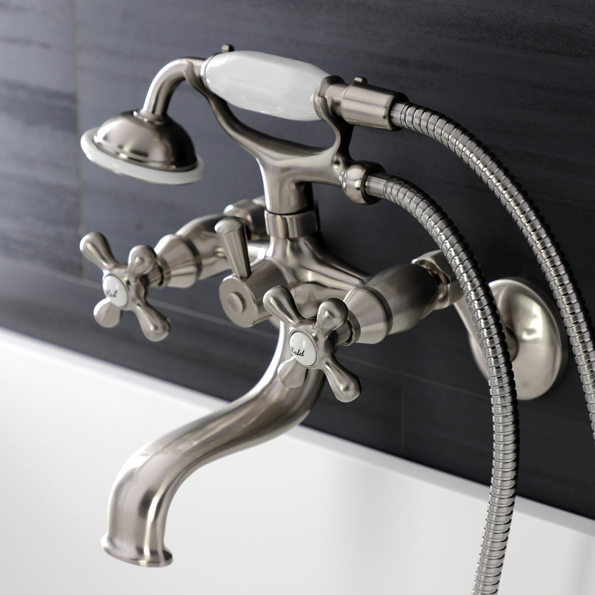 Kingston Wall Mount Tub Faucet with Hand Shower