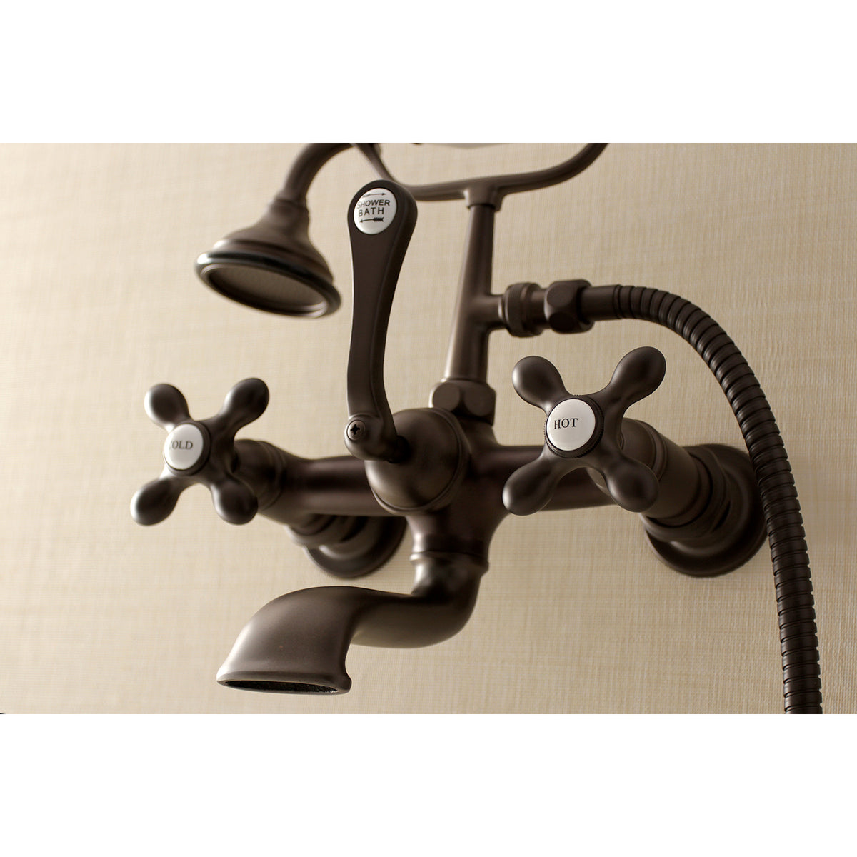 Aqua Vintage 7-Inch Wall Mount Tub Faucet with Hand Shower