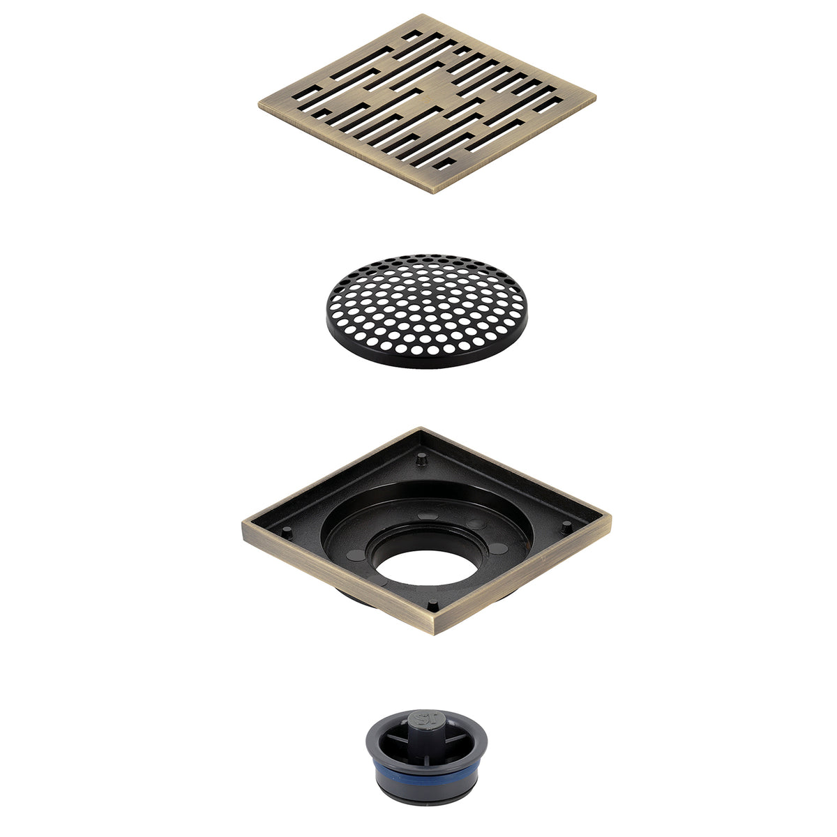 Kingston Brass Watercourse Transit 4&quot; Square Grid Shower Drain