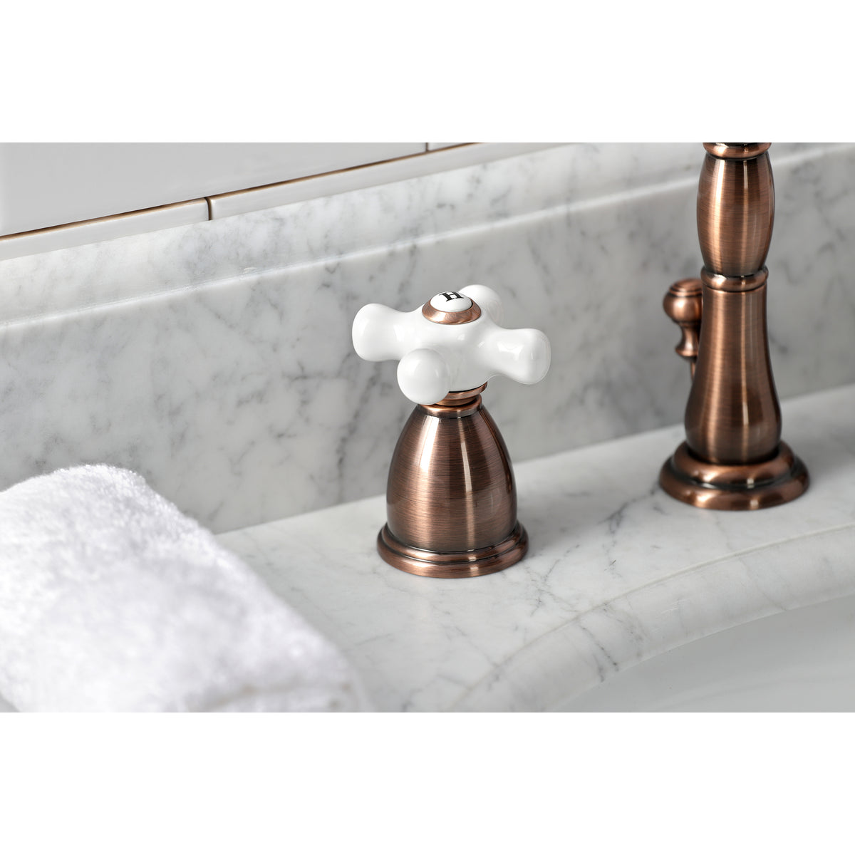 Kingston Brass KB1976PX Heritage Widespread Bathroom Faucet with Brass Pop-Up