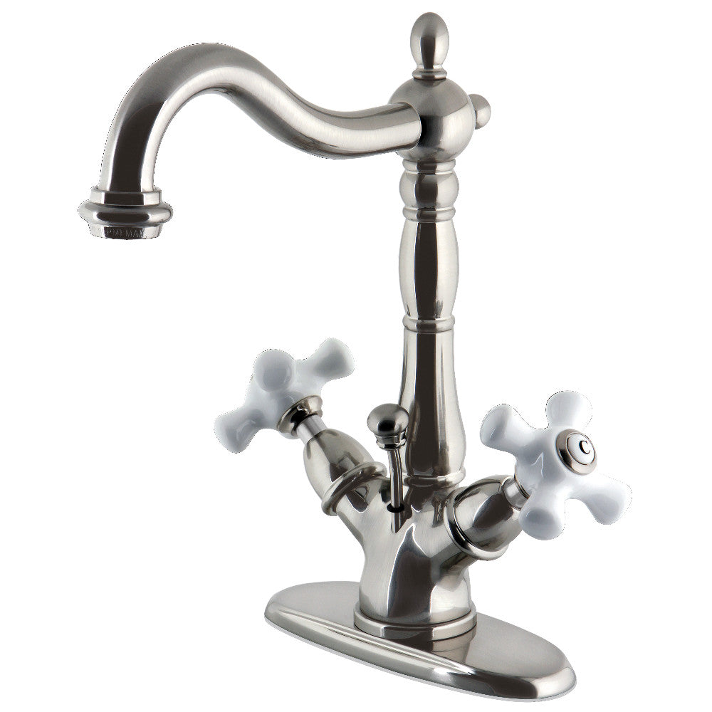 Kingston Brass KS1430PX Heritage Two-Handle Bathroom Faucet with Brass Pop-Up and Cover Plate