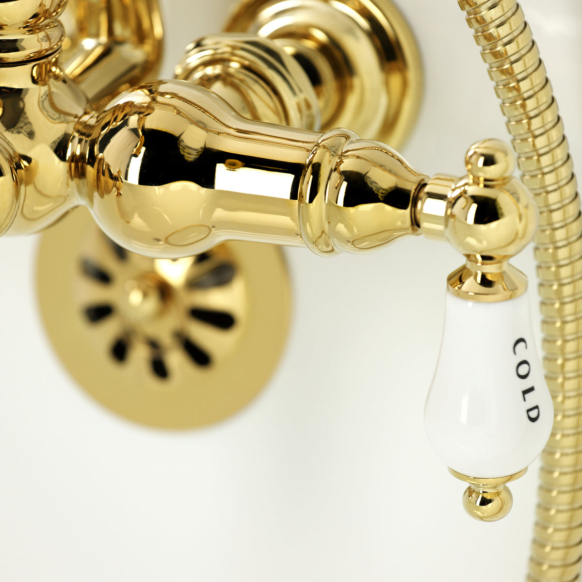 Heritage 3-3/8&quot; Tub Wall Mount Clawfoot Tub Faucet with Hand Shower