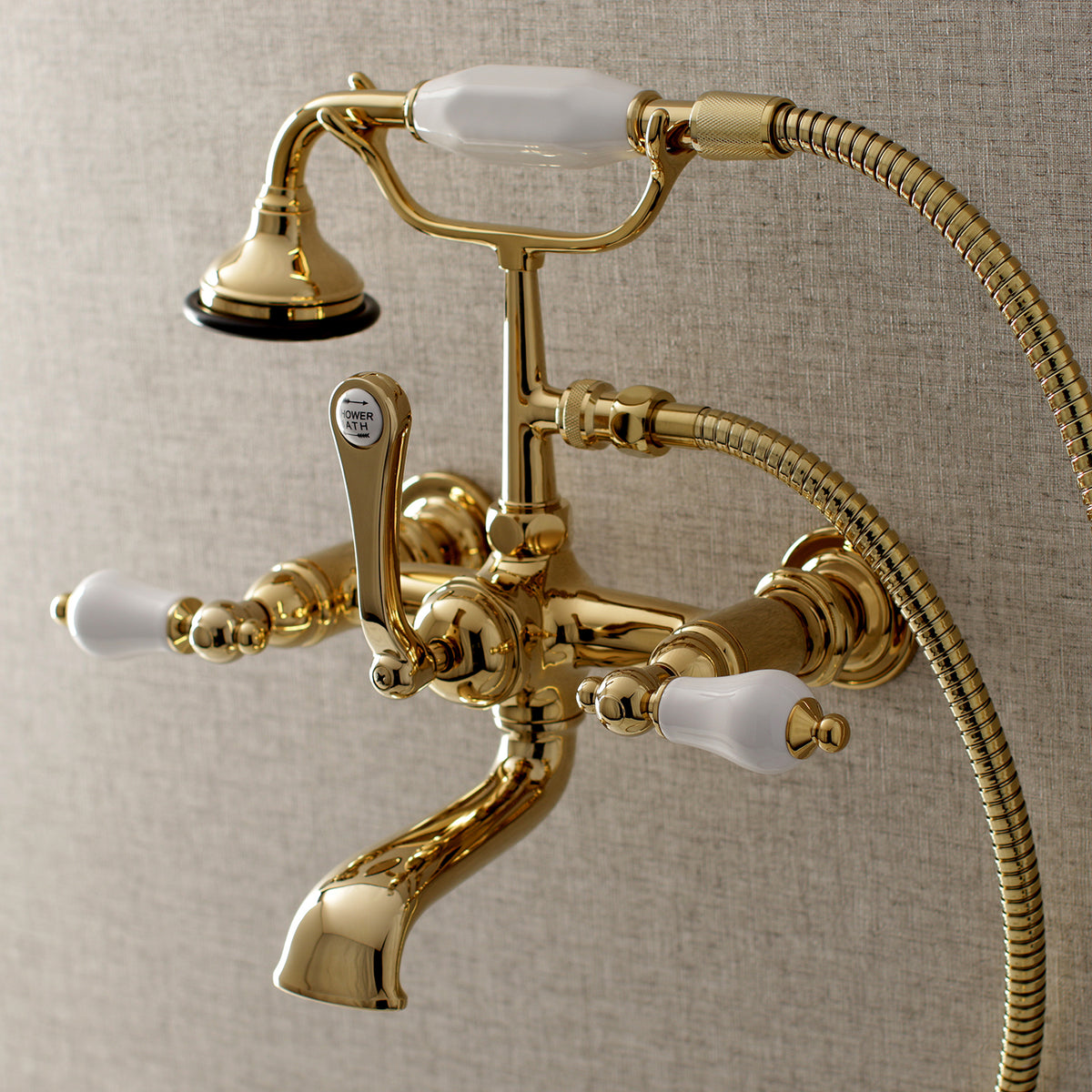 Aqua Vintage 7-Inch Wall Mount Tub Faucet with Hand Shower