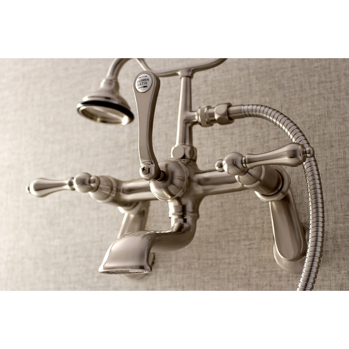 Aqua Vintage 7-Inch Adjustable Wall Mount Tub Faucet with Hand Shower