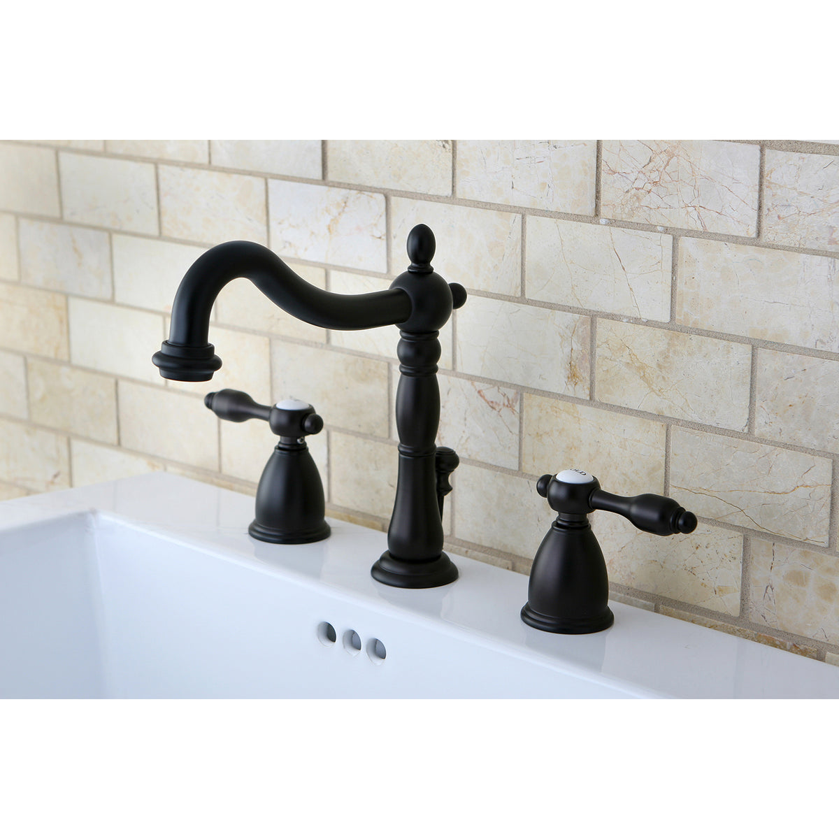 Kingston Brass KB1971TAL Tudor Widespread Bathroom Faucet with Plastic Pop-Up