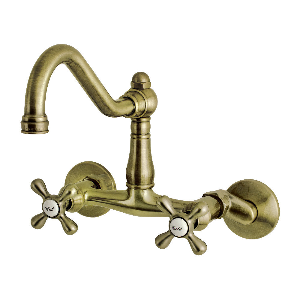 Kingston Brass KS3228AX Vintage 6&quot; Adjustable Center Wall Mount Kitchen Faucet