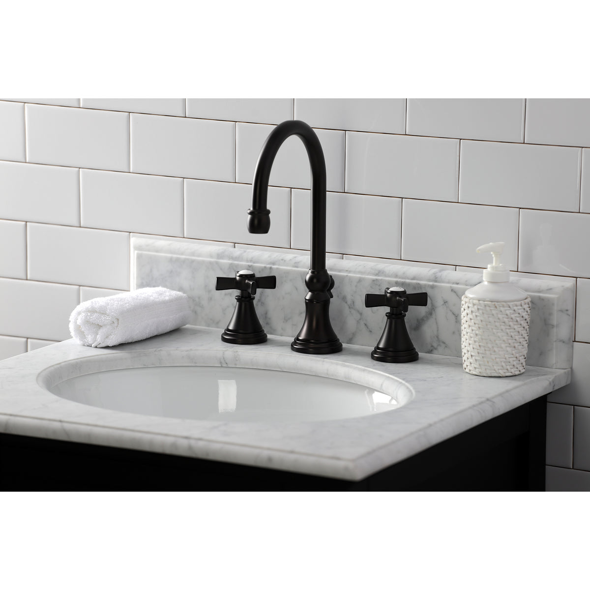 Kingston Brass KS2985ZX Millennium Widespread Bathroom Faucet with Brass Pop-Up