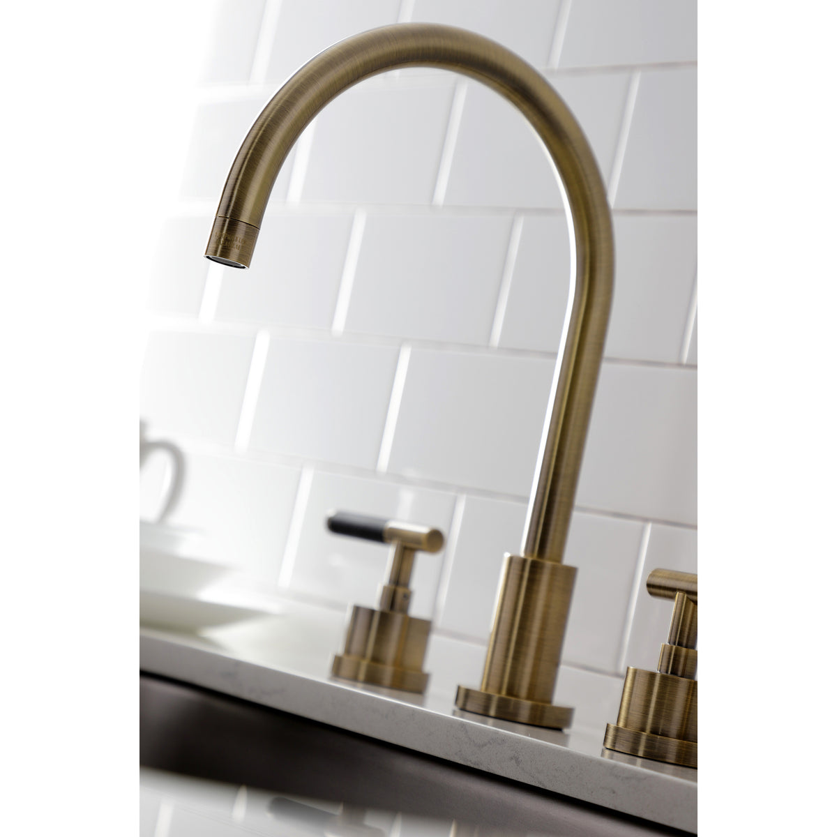 Kingston Brass KS8728CKLBS Kaiser Widespread Kitchen Faucet with Brass Sprayer