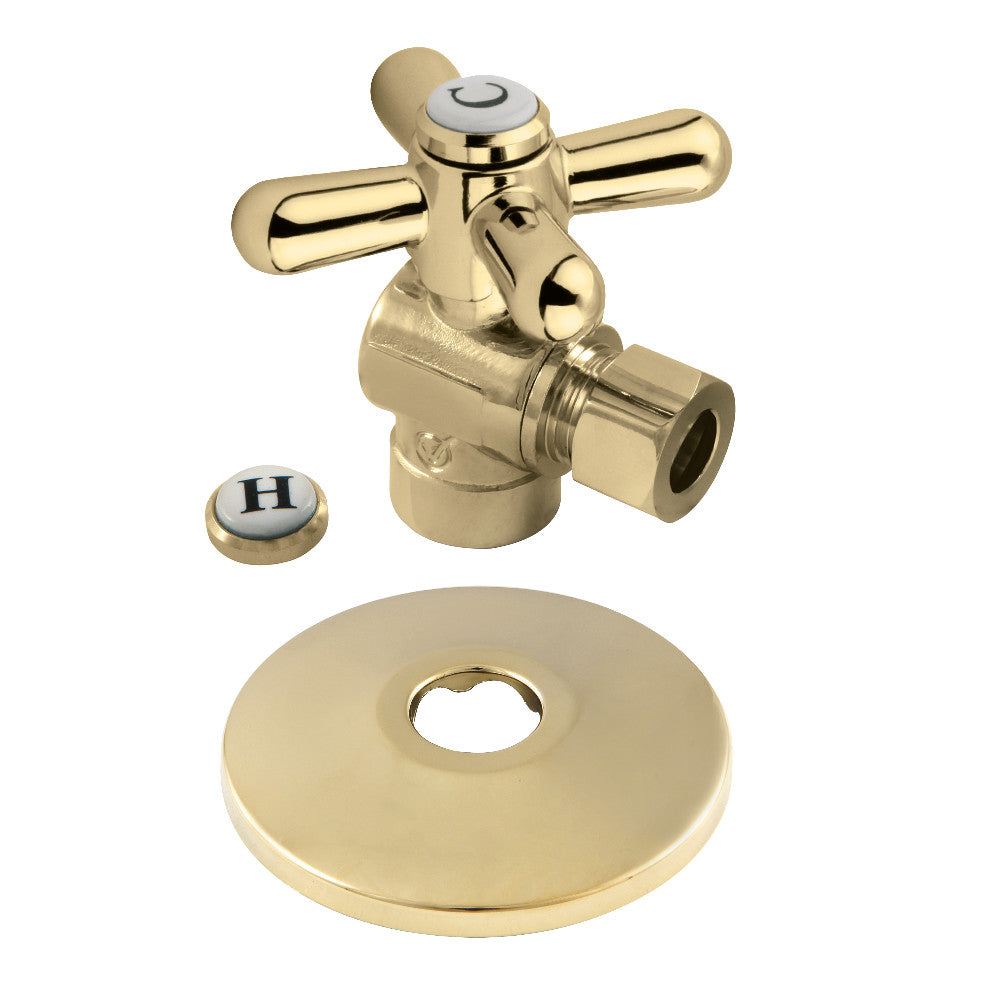 Kingston Brass 1/2&quot; Sweat x 3/8&quot; OD Comp Quarter-Turn Angle Stop Valve with Flange