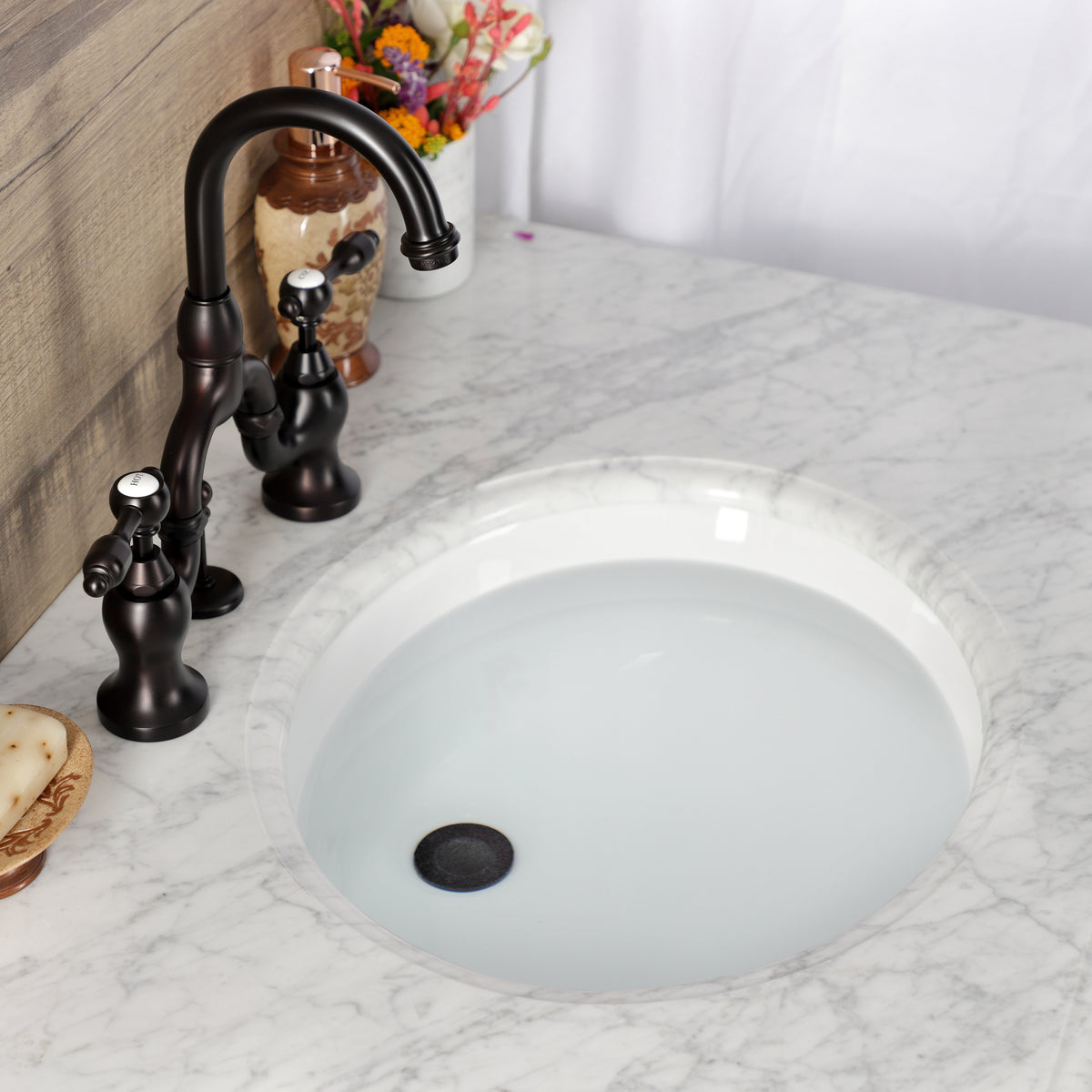 Kingston Brass KS7992TAL Tudor Bridge Bathroom Faucet with Brass Pop-Up