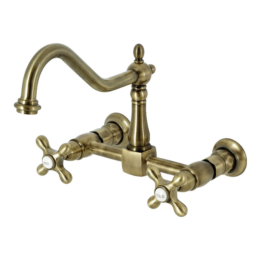 Kingston Brass KS1245AX Heritage Wall Mount Bridge Kitchen Faucet