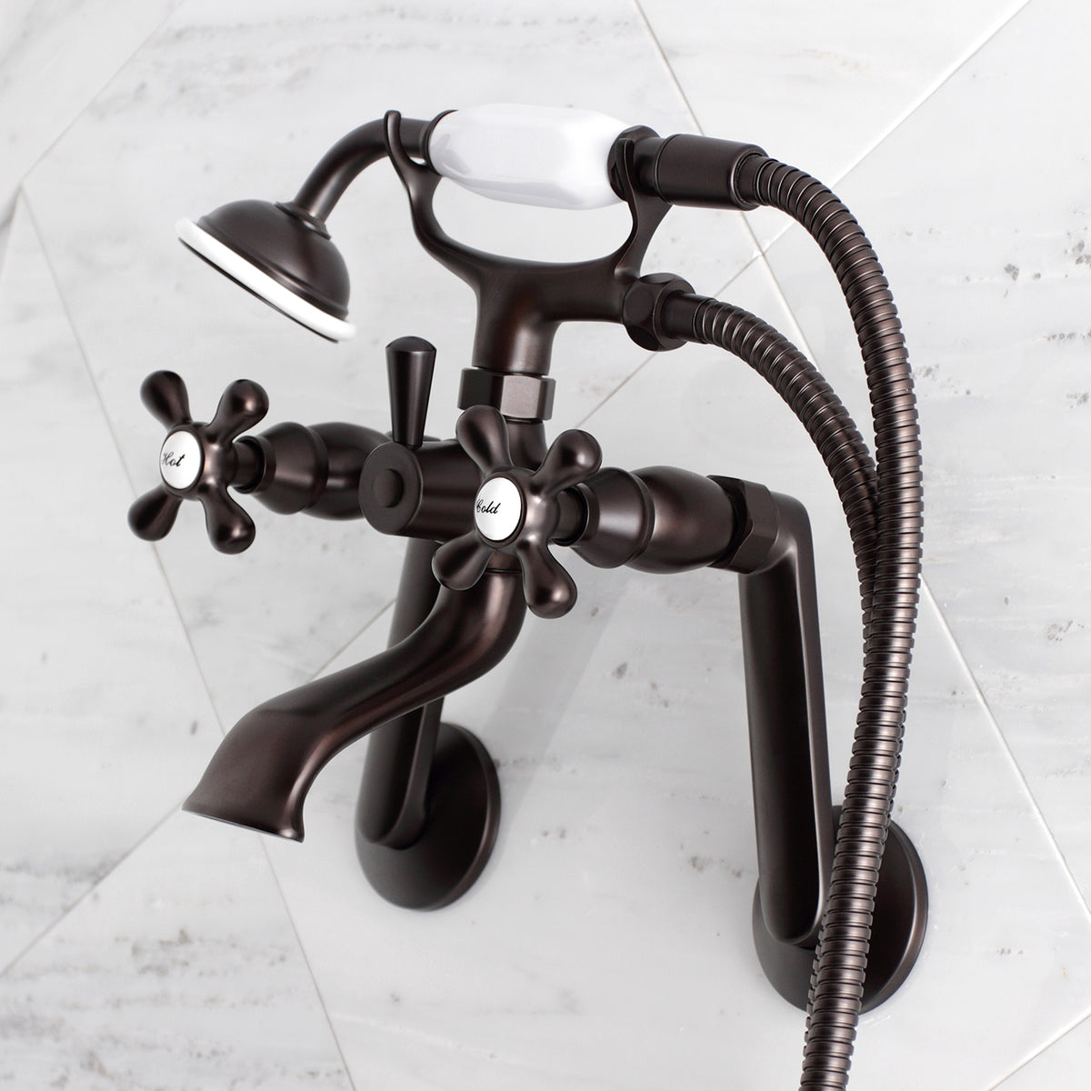 Kingston Tub Wall Mount Clawfoot Tub Faucet with Hand Shower