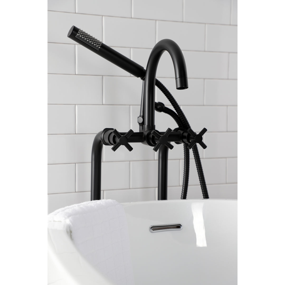 Aqua Vintage Concord Freestanding Tub Faucet with Supply Line, Stop Valve