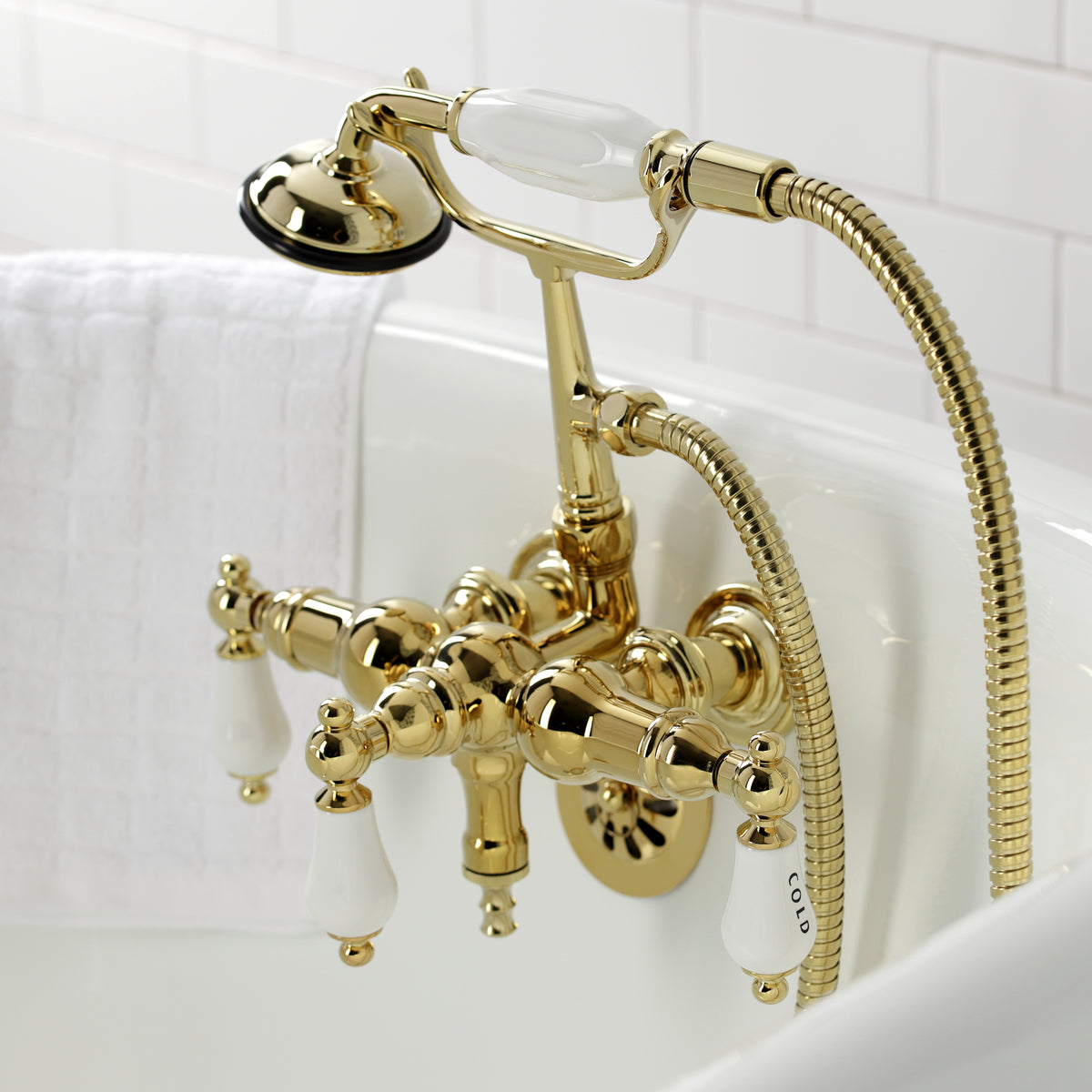 Vintage 3-3/8&quot; Tub Wall Mount Clawfoot Tub Faucet with Hand Shower