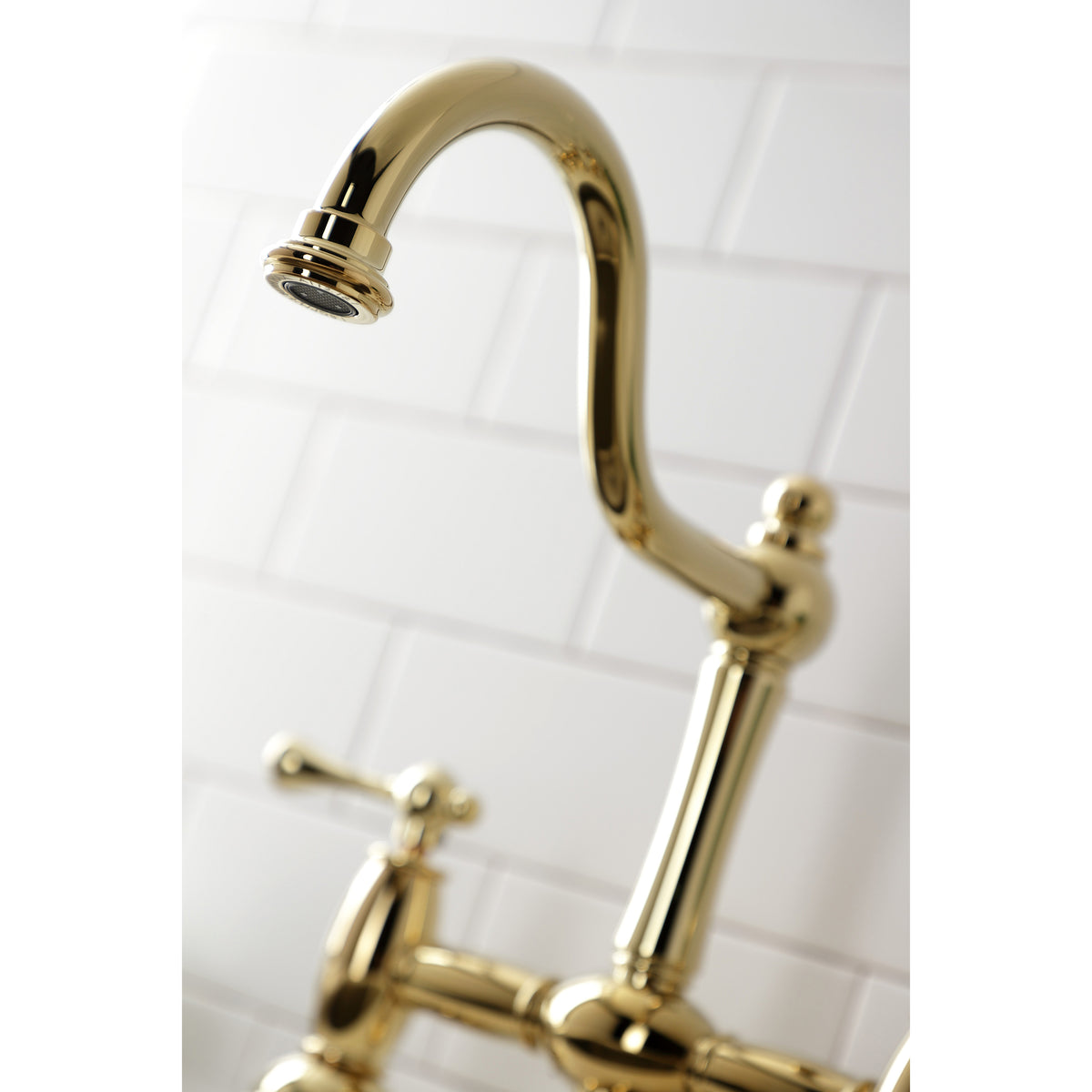 Kingston Brass KS3791BLBS Restoration Bridge Kitchen Faucet with Brass Sprayer