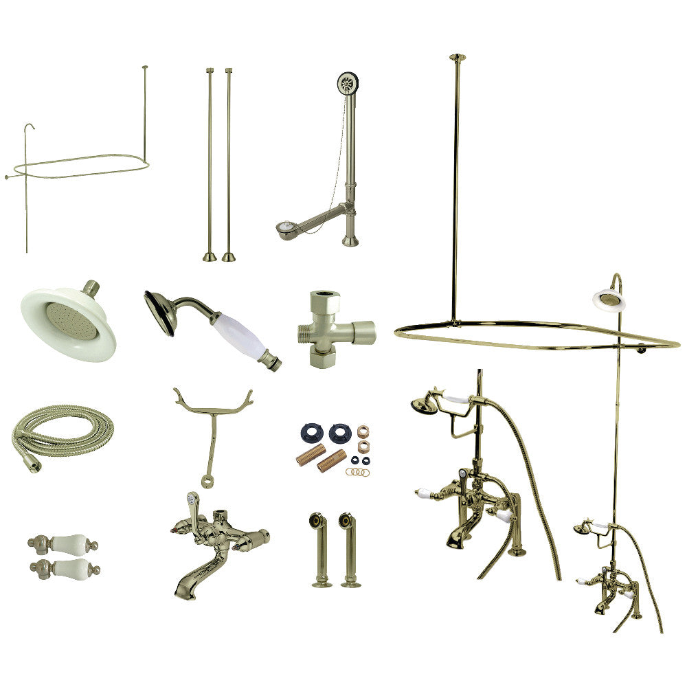 Vintage Clawfoot Tub Faucet Package with Shower Enclosure