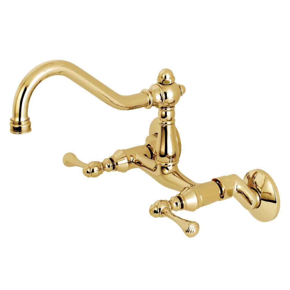 Kingston Brass KS322BLAC Vintage 6&quot; Adjustable Center Wall Mount Kitchen Faucet