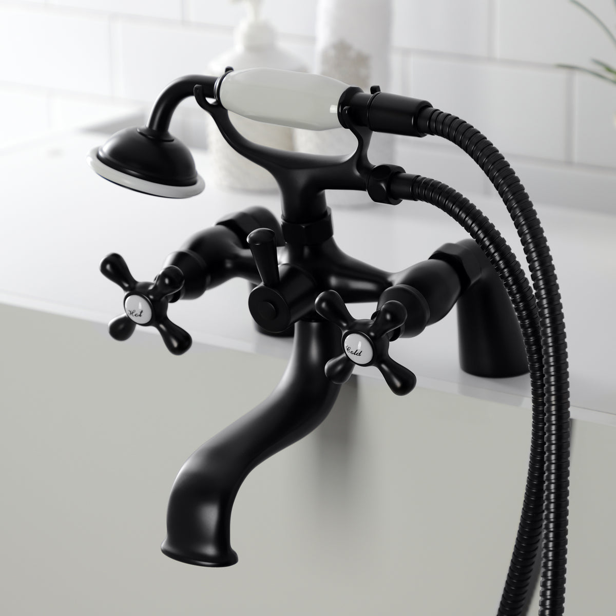 Kingston Deck Mount Clawfoot Tub Faucet with Hand Shower