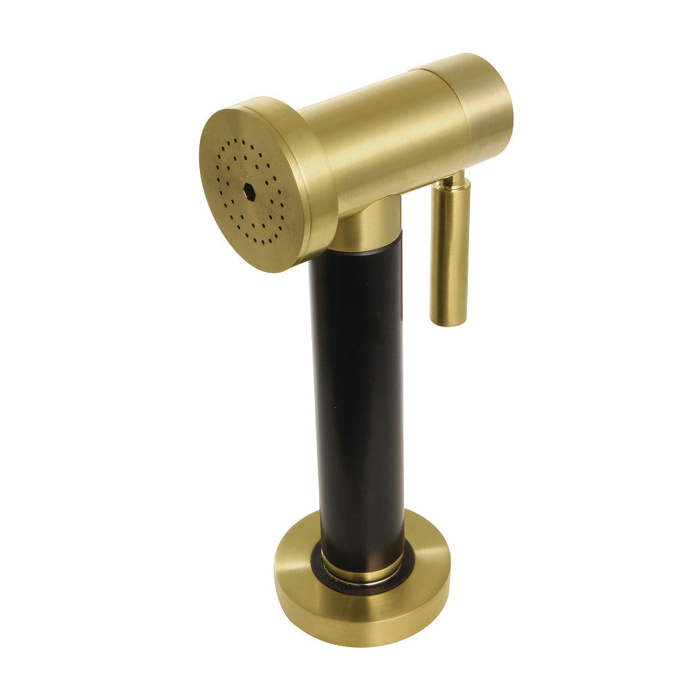 Kingston Brass Brass Kitchen Faucet Side Sprayer with Black Grip in Brushed Brass