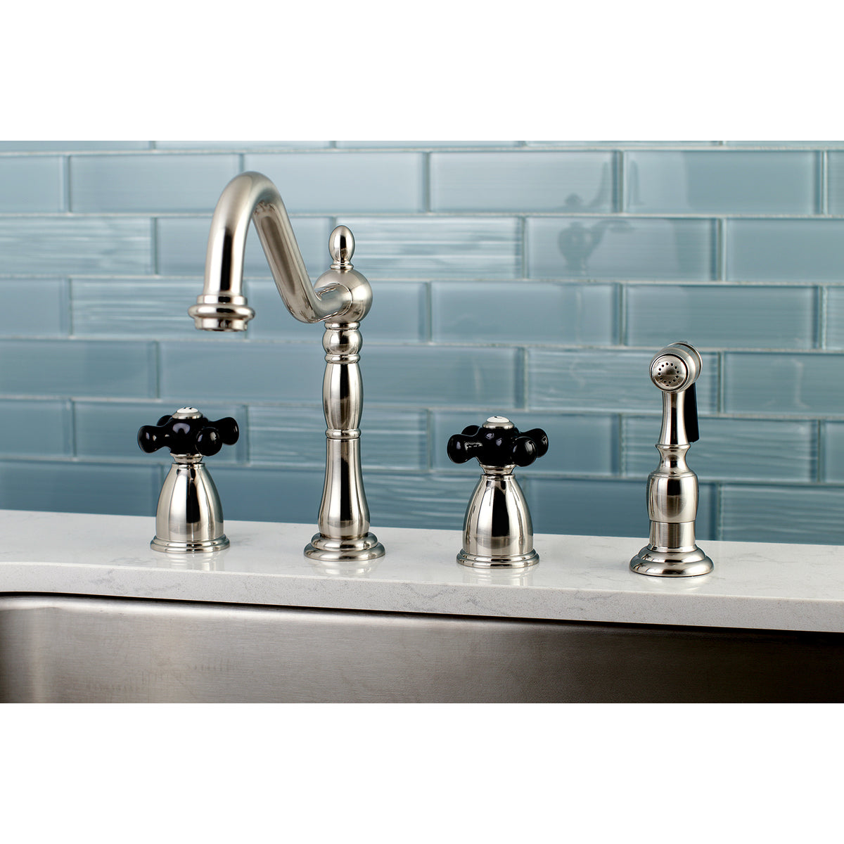 Kingston Brass KB1798PKXBS Widespread Kitchen Faucet