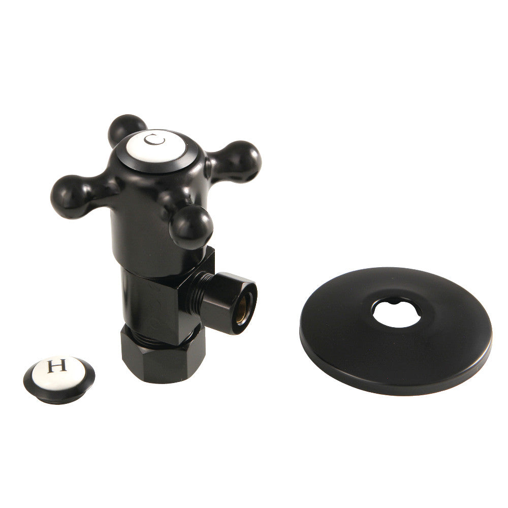 Kingston Brass 5/8&quot;O.D x 3/8&quot; O.D Anti-Seize Deluxe Quarter Turn Ceramic Hardisc Cartridge Angle Stop with Flange