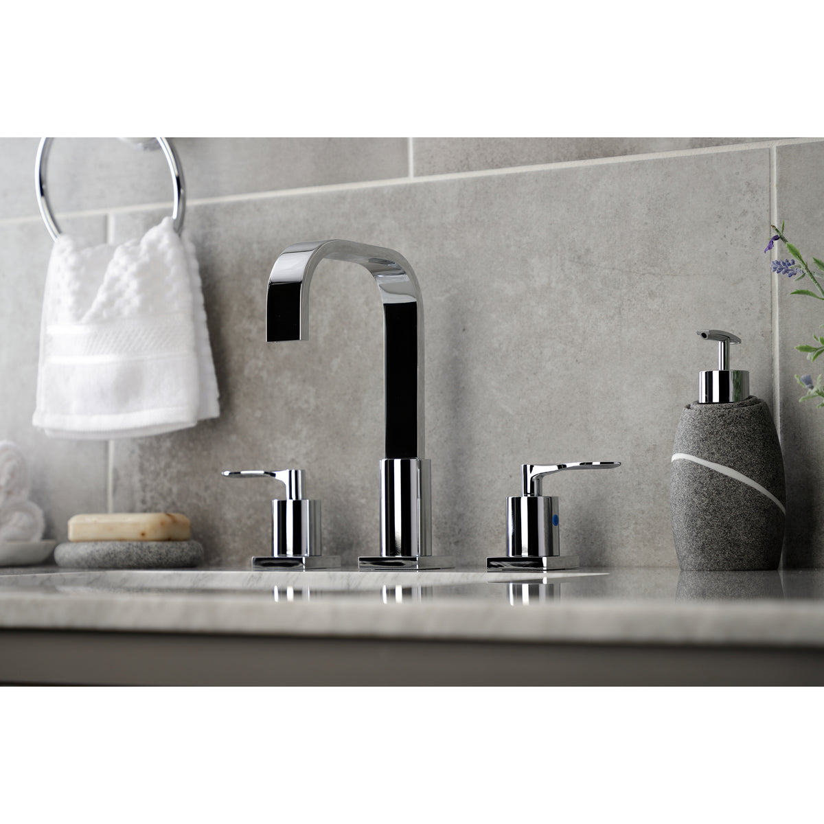 Kingston Brass FSC8961SVL Serena Widespread Bathroom Faucet with Pop-Up Drain