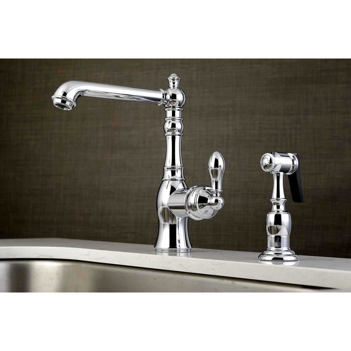 Gourmetier GSY7208ACLBS American Classic Single-Handle Kitchen Faucet with Brass Sprayer