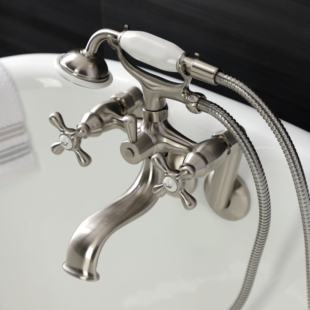 Kingston Wall Mount Clawfoot Tub Faucet with Hand Shower