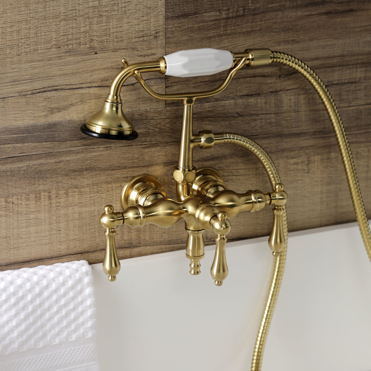 Aqua Vintage 3-3/8 Inch Wall Mount Tub Faucet with Hand Shower