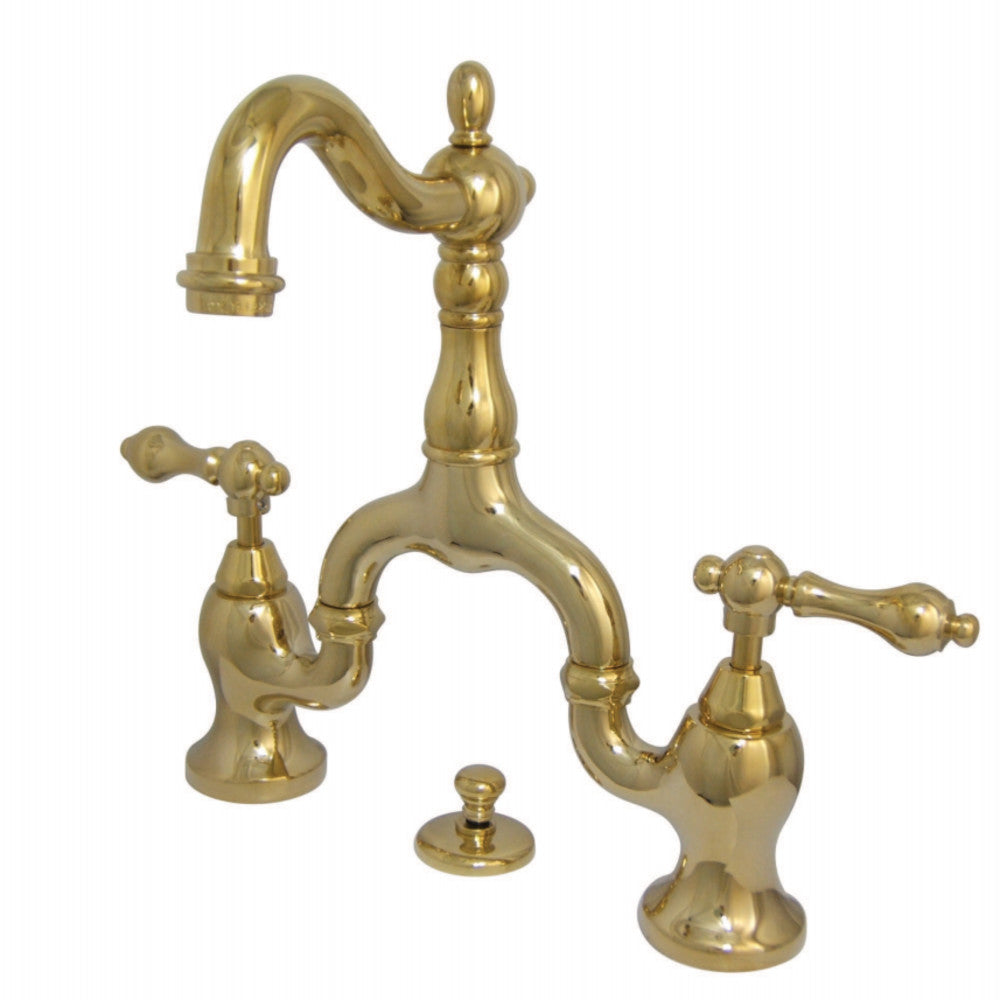 Kingston Brass KS7975AL English Country Bridge Bathroom Faucet with Brass Pop-Up