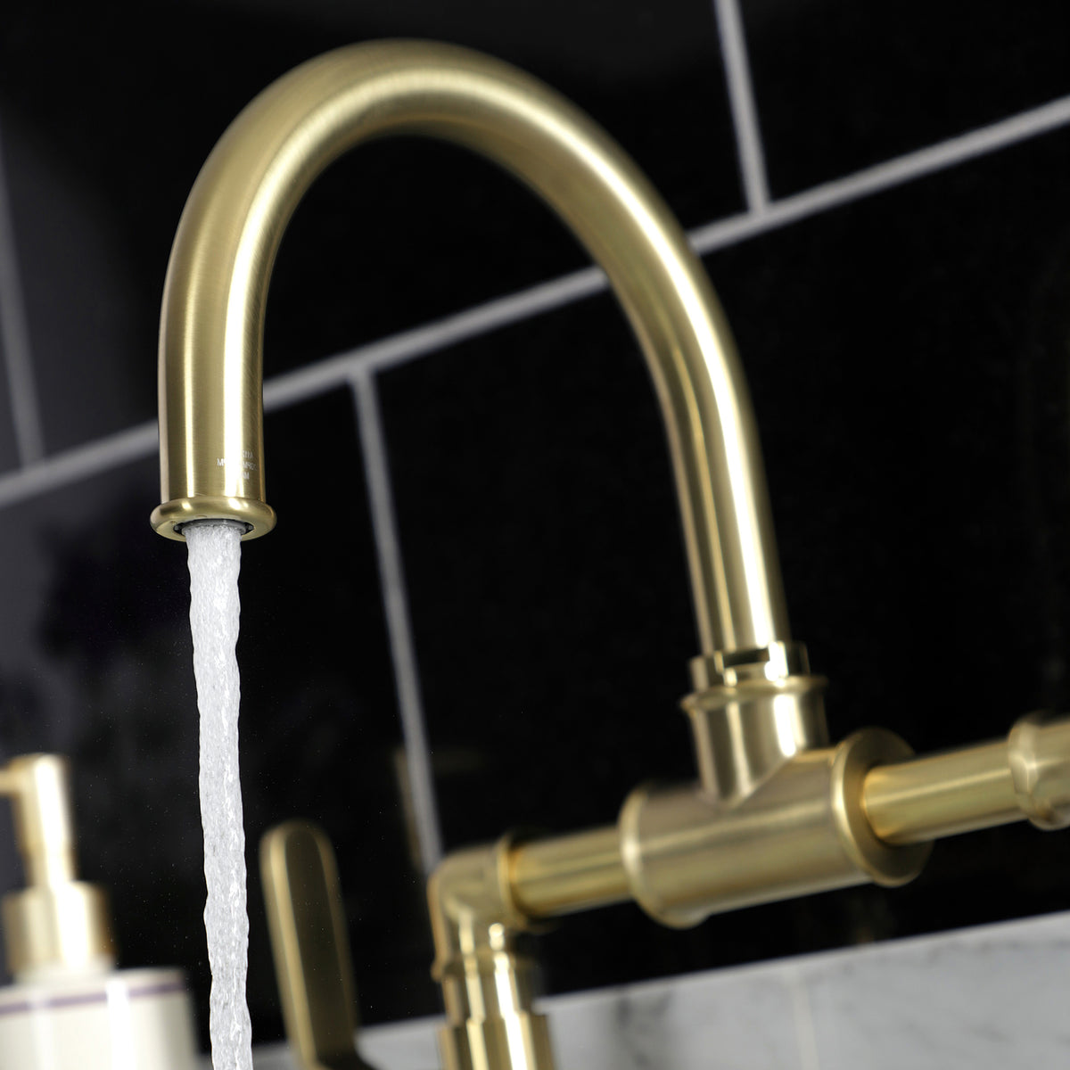 Kingston Brass KS2171KL Whitaker Industrial Style Bridge Bathroom Faucet with Pop-Up Drain