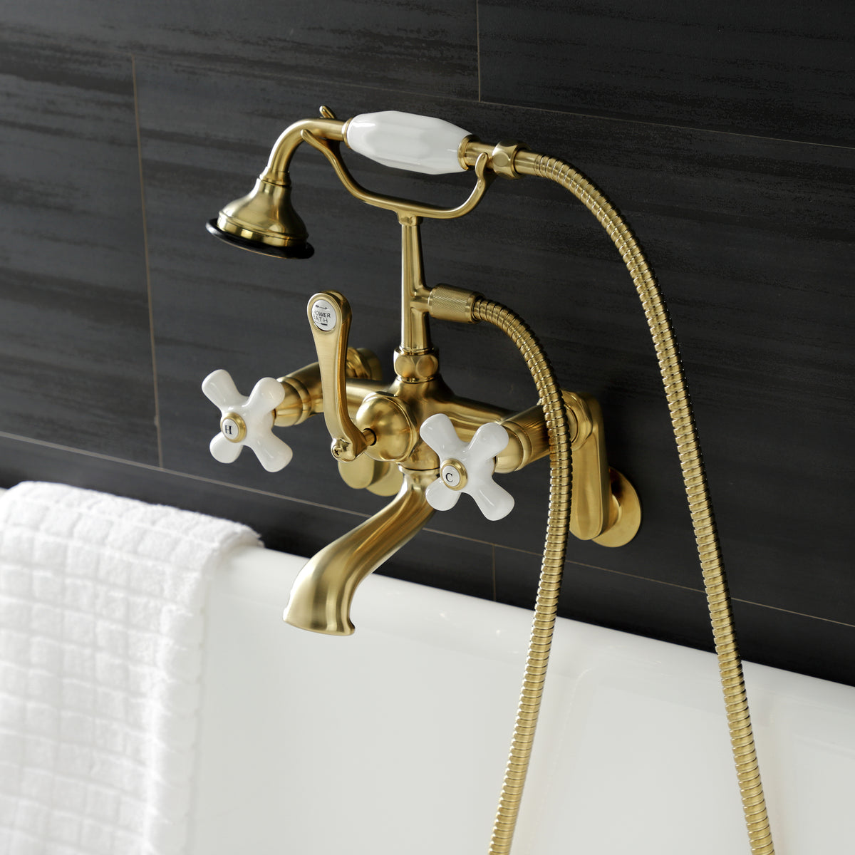 Aqua Vintage Wall Mount Tub Faucet with Hand Shower