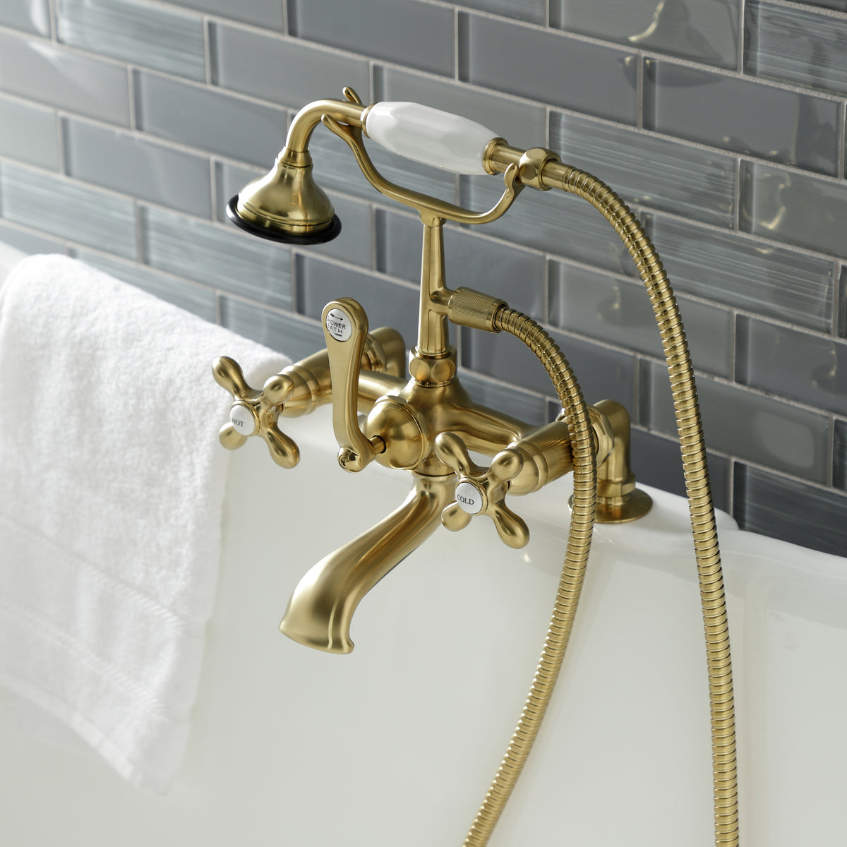 Aqua Vintage 7-Inch Tub Faucet with Hand Shower