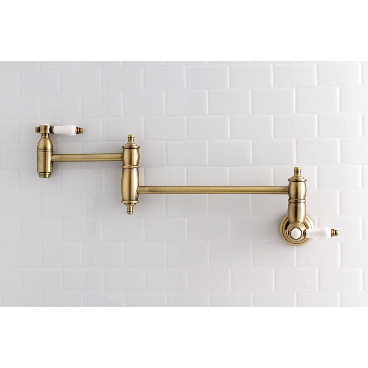Kingston Brass KS3106BPL Bel-Air Wall Mount Pot Filler Kitchen Faucet