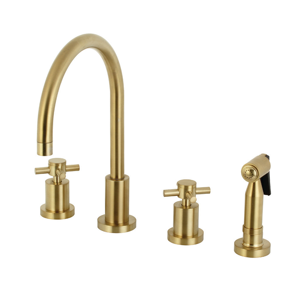 Kingston Brass KS8721DXBS Concord 8-Inch Widespread Kitchen Faucet with Brass Sprayer
