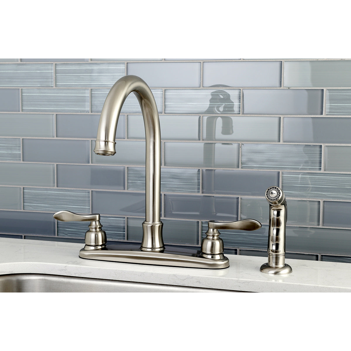 Kingston Brass FB7791NFLSP NuWave French 8-Inch Centerset Kitchen Faucet with Sprayer