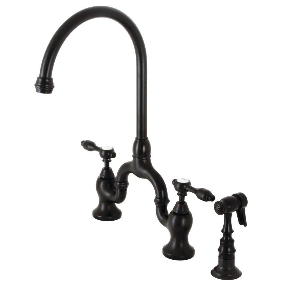 Kingston Brass KS7795TALBS Bridge Kitchen Faucet with Brass Sprayer