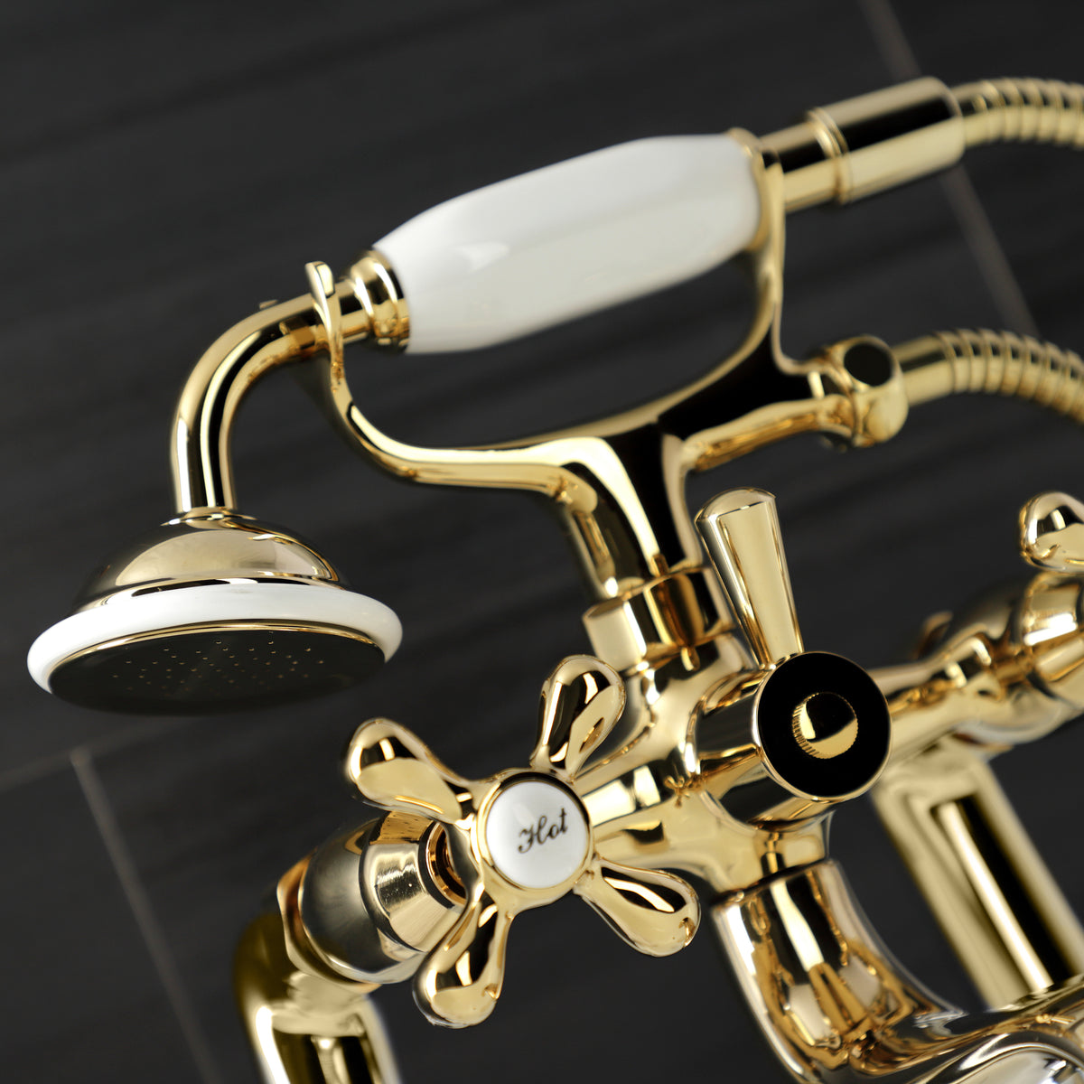 Kingston Deck Mount Clawfoot Tub Faucet with Hand Shower