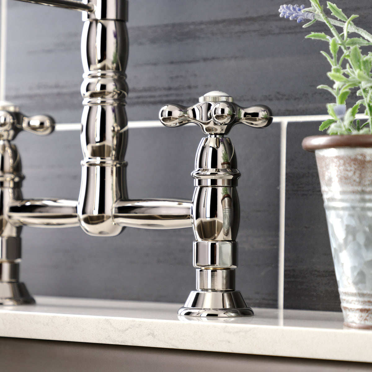 Gourmetier GS1276AX Heritage Two-Handle Deck-Mount Pull-Down Sprayer Kitchen Faucet