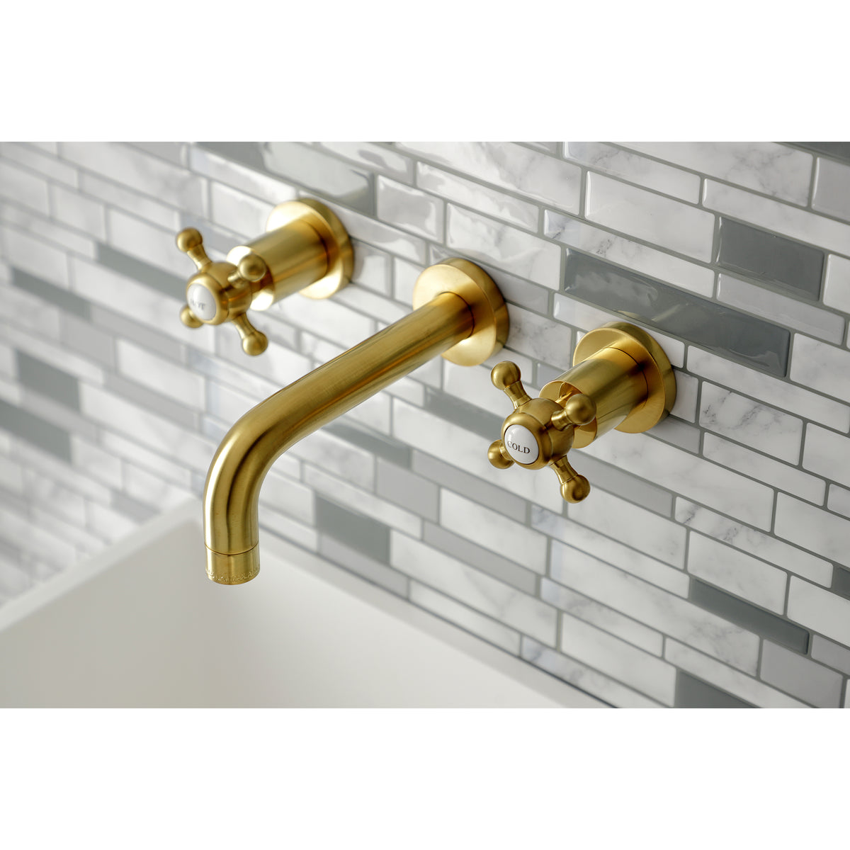 Kingston Brass KS8121BX Metropolitan 2-Handle 8 in. Wall Mount Bathroom Faucet