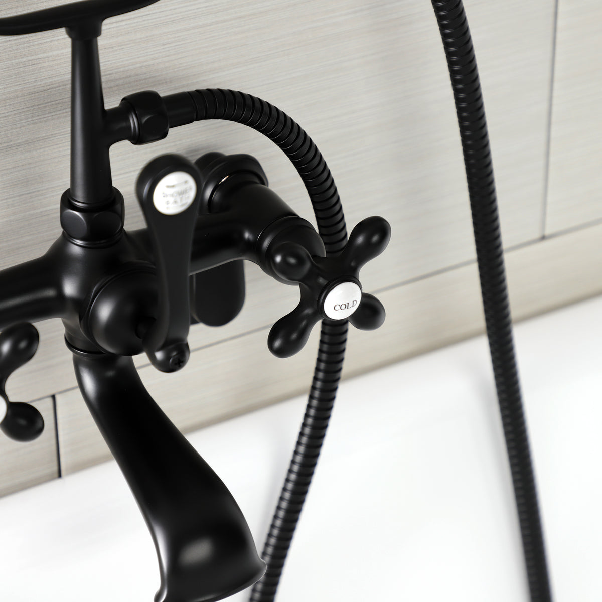 Aqua Vintage Wall Mount Tub Faucet with Hand Shower