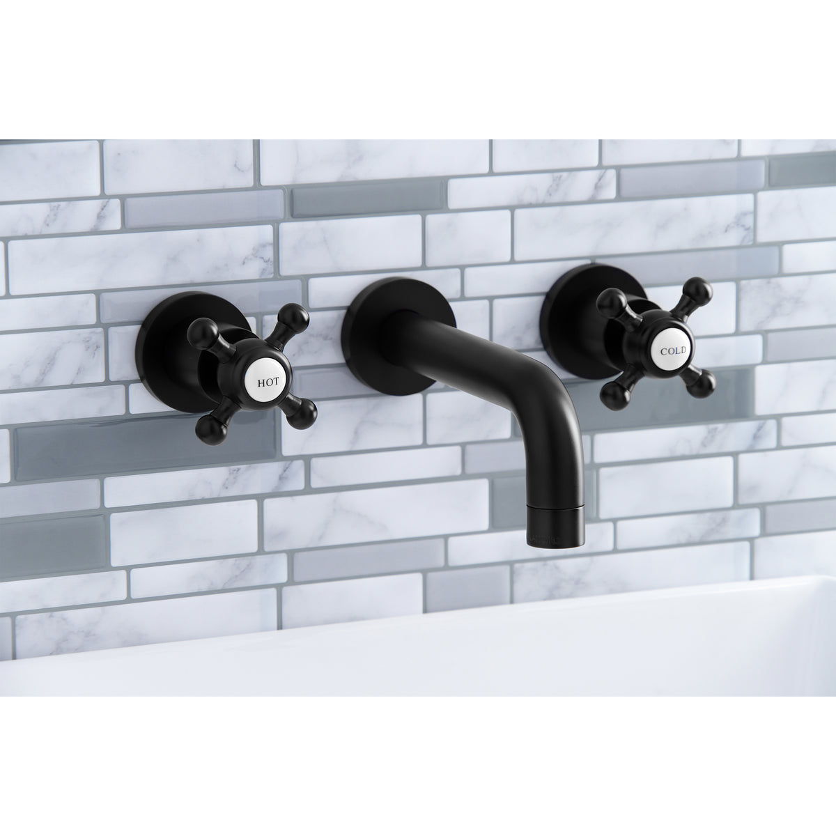 Kingston Brass KS8121BX Metropolitan 2-Handle 8 in. Wall Mount Bathroom Faucet